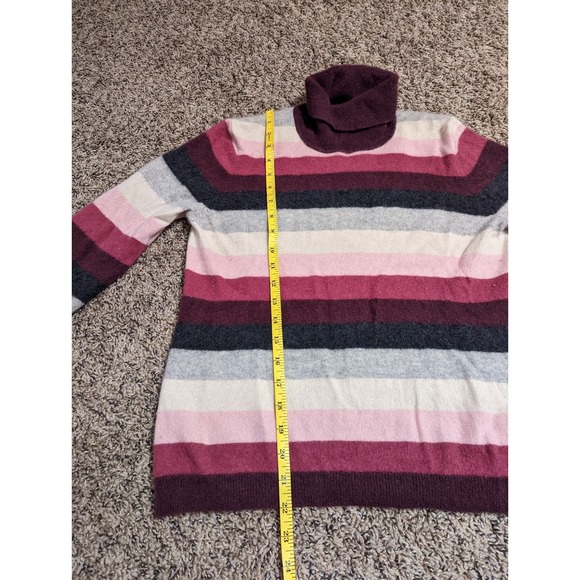 Mainbocher Pure Cashmere Pullover Sweater purple pink white womens size XL - Picture 7 of 7